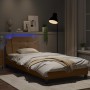 Estructura de cama con LED cuero sintético capuchino 100x200 cm de vidaXL, Camas y somieres - Ref: Foro24-3214093, Precio: 15...