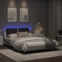 Estructura cama con LED cuero sintético blanco negro 140x200 cm de vidaXL, Camas y somieres - Ref: Foro24-3214116, Precio: 19...