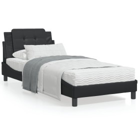 Estructura de cama con cabecero cuero sintético negro 90x190 cm de vidaXL, Camas y somieres - Ref: Foro24-3208149, Precio: 12...