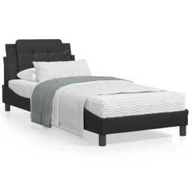 Bed frame with headboard black synthetic leather 100x200cm by vidaXL, Beds and slatted bases - Ref: Foro24-3208163, Price: 13...