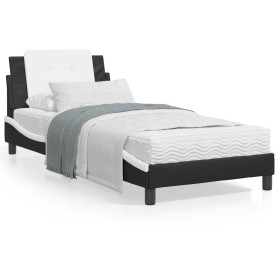 Estructura de cama con cabecero cuero sintético negro y blanco de vidaXL, Camas y somieres - Ref: Foro24-3208168, Precio: 137...