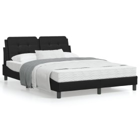 Bed frame with headboard black synthetic leather 140x190cm by vidaXL, Beds and slatted bases - Ref: Foro24-3208177, Price: 18...