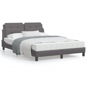 Estructura de cama con cabecero cuero sintético gris 140x190 cm de vidaXL, Camas y somieres - Ref: Foro24-3208180, Precio: 18...