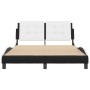 Bed frame with black and white synthetic leather headboard by vidaXL, Beds and slatted bases - Ref: Foro24-3208182, Price: 17...