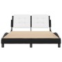 Estructura cama cabecero cuero sintético negro blanco 140x200cm de vidaXL, Camas y somieres - Ref: Foro24-3208189, Precio: 17...