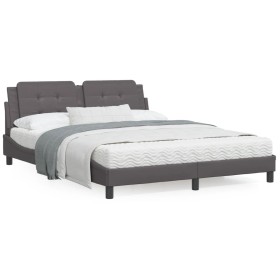 Estructura de cama con cabecero cuero sintético gris 160x200cm de vidaXL, Camas y somieres - Ref: Foro24-3208194, Precio: 195...