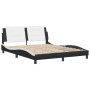 Estructura cama cabecero cuero sintético negro blanco 160x200cm de vidaXL, Camas y somieres - Ref: Foro24-3208196, Precio: 18...