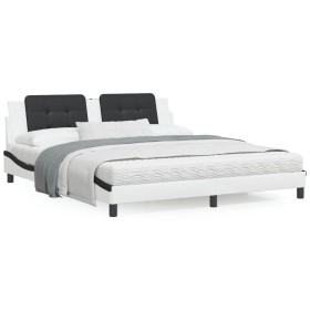 Estructura de cama con cabecero cuero sintético blanco y negro de vidaXL, Camas y somieres - Ref: Foro24-3208204, Precio: 191...