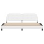 Estructura de cama cabecero cuero sintético blanco 200x200 cm de vidaXL, Camas y somieres - Ref: Foro24-3208206, Precio: 227,...