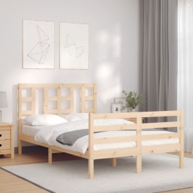 Double bed frame with solid wood headboard by vidaXL, Beds and slatted bases - Ref: Foro24-3193891, Price: 111,99 €, Discount: %