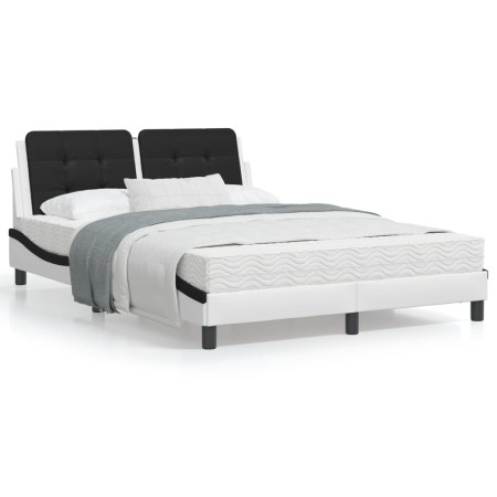 Bed with black and white synthetic leather mattress 140x200 cm by vidaXL, Beds and slatted bases - Ref: Foro24-3208872, Price...