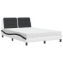 Bed with black and white synthetic leather mattress 140x200 cm by vidaXL, Beds and slatted bases - Ref: Foro24-3208872, Price...