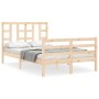 Double bed frame with solid wood headboard by vidaXL, Beds and slatted bases - Ref: Foro24-3193891, Price: 118,04 €, Discount: %