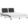 Bed with black and white synthetic leather mattress 160x200 cm by vidaXL, Beds and slatted bases - Ref: Foro24-3208879, Price...