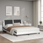 Bed with black and white synthetic leather mattress 160x200 cm by vidaXL, Beds and slatted bases - Ref: Foro24-3208879, Price...