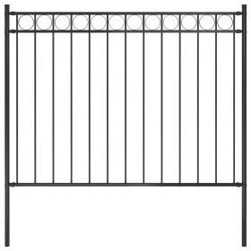 Black steel garden fence 1.7x1.2 m by vidaXL, fence panels - Ref: Foro24-146314, Price: 99,99 €, Discount: %