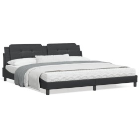 Bed with black synthetic leather mattress 200x200 cm by vidaXL, Beds and slatted bases - Ref: Foro24-3208887, Price: 463,99 €...