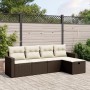 5-teiliges Garten-Essset und braune Kissen aus synthetischem Rattan von vidaXL, Gartensets - Ref: Foro24-3263469, Preis: 324,...