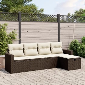 5-teiliges Garten-Essset und braune Kissen aus synthetischem Rattan von vidaXL, Gartensets - Ref: Foro24-3263469, Preis: 317,...