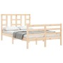 Double bed frame with solid wood headboard by vidaXL, Beds and slatted bases - Ref: Foro24-3193891, Price: 118,04 €, Discount: %