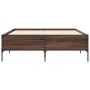 Estructura cama madera ingeniería metal marrón roble 160x200 cm de vidaXL, Camas y somieres - Ref: Foro24-3279791, Precio: 14...