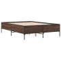 Estructura cama madera ingeniería metal marrón roble 160x200 cm de vidaXL, Camas y somieres - Ref: Foro24-3279791, Precio: 14...