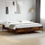 Engineered wood bed frame metal smoked oak 200x200cm by vidaXL, Beds and slatted bases - Ref: Foro24-3279779, Price: 147,99 €...