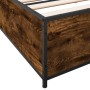 Engineered wood bed frame metal smoked oak 160x200cm by vidaXL, Beds and slatted bases - Ref: Foro24-3279834, Price: 129,45 €...