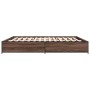 Engineered wood bed frame oak brown metal 160x200 cm by vidaXL, Beds and slatted bases - Ref: Foro24-3279836, Price: 133,99 €...