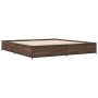 Engineered wood bed frame oak brown metal 160x200 cm by vidaXL, Beds and slatted bases - Ref: Foro24-3279836, Price: 133,99 €...