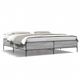 Sonoma gray metal engineered wood bed frame 180x200 cm by vidaXL, Beds and slatted bases - Ref: Foro24-3279785, Price: 150,99...