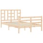 Double bed frame with solid wood headboard by vidaXL, Beds and slatted bases - Ref: Foro24-3193891, Price: 118,04 €, Discount: %