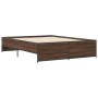 Estructura cama madera ingeniería metal marrón roble 160x200 cm de vidaXL, Camas y somieres - Ref: Foro24-3279881, Precio: 14...