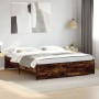 Engineered wood bed frame metal smoked oak 180x200cm by vidaXL, Beds and slatted bases - Ref: Foro24-3279874, Price: 146,45 €...