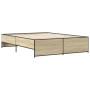 Estructura cama madera ingeniería metal roble Sonoma 150x200 cm de vidaXL, Camas y somieres - Ref: Foro24-3279883, Precio: 14...