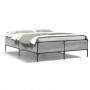 Estructura cama madera ingeniería metal gris Sonoma 120x190 cm de vidaXL, Camas y somieres - Ref: Foro24-3279820, Precio: 138...