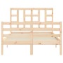 Double bed frame with solid wood headboard by vidaXL, Beds and slatted bases - Ref: Foro24-3193891, Price: 118,04 €, Discount: %