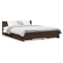 Cama con cajones madera de ingeniería marrón roble 140x190 cm de vidaXL, Camas y somieres - Ref: Foro24-3279946, Precio: 184,...