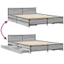 Cama con cajones madera ingeniería gris Sonoma 160x200 cm de vidaXL, Camas y somieres - Ref: Foro24-3279925, Precio: 260,40 €...