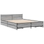 Cama con cajones madera de ingeniería gris Sonoma 135x190 cm de vidaXL, Camas y somieres - Ref: Foro24-3279950, Precio: 172,8...