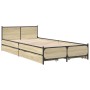 Cama con cajones madera ingeniería roble Sonoma 75x190 cm de vidaXL, Camas y somieres - Ref: Foro24-3279973, Precio: 140,53 €...