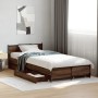 Oak brown engineered wood bed with drawers 90x200 cm by vidaXL, Beds and slatted bases - Ref: Foro24-3279971, Price: 161,24 €...