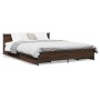 Cama con cajones madera de ingeniería marrón roble 150x200 cm de vidaXL, Camas y somieres - Ref: Foro24-3279931, Precio: 184,...