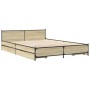 Cama con cajones madera ingeniería roble Sonoma 140x200 cm de vidaXL, Camas y somieres - Ref: Foro24-3279933, Precio: 182,99 ...