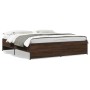 Estructura cama madera ingeniería metal marrón roble 180x200 cm de vidaXL, Camas y somieres - Ref: Foro24-3279876, Precio: 15...