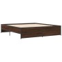 Estructura cama madera ingeniería metal marrón roble 180x200 cm de vidaXL, Camas y somieres - Ref: Foro24-3279876, Precio: 15...