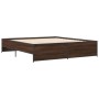 Estructura cama madera ingeniería metal marrón roble 180x200 cm de vidaXL, Camas y somieres - Ref: Foro24-3279876, Precio: 15...