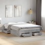 Concrete gray engineered wood bed with drawers 120x200 cm by vidaXL, Beds and slatted bases - Ref: Foro24-3280394, Price: 184...