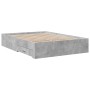 Concrete gray engineered wood bed with drawers 120x200 cm by vidaXL, Beds and slatted bases - Ref: Foro24-3280394, Price: 184...