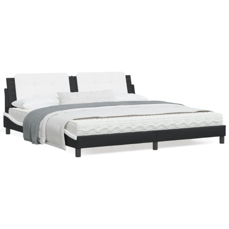 Estructura de cama con cabecero cuero sintético negro y blanco de vidaXL, Camas y somieres - Ref: Foro24-3208210, Precio: 211...